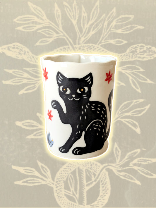 Grand verre +chat noir+
