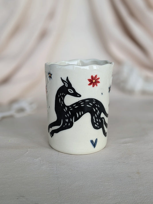 Grand verre +motif lévrier+