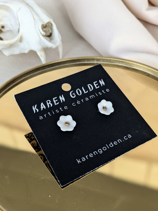 Boucles d’oreille +bouton d’or+